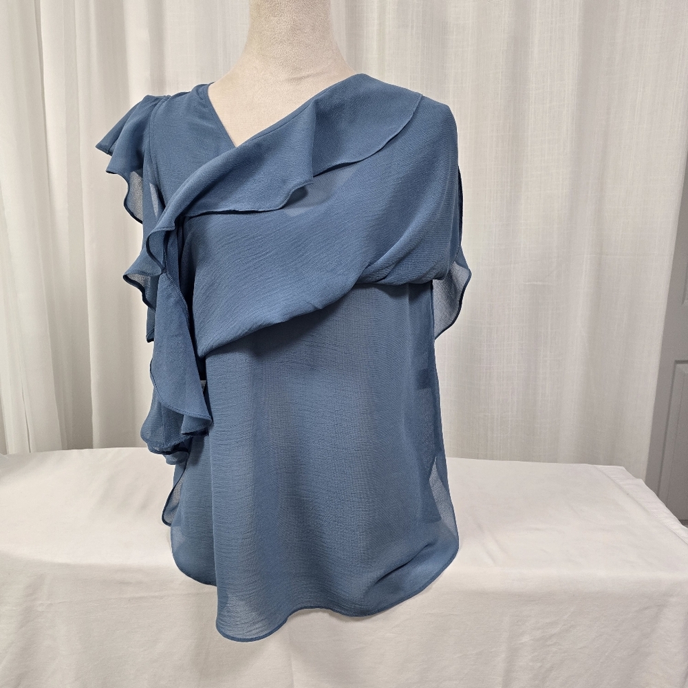 Max Edition Blue Ruffle Blouse - Picture 2 of 10